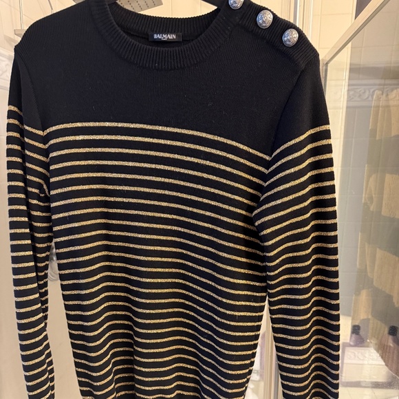 Balmain Striped Sweater with Metallic Buttons L - Picture 1 of 7